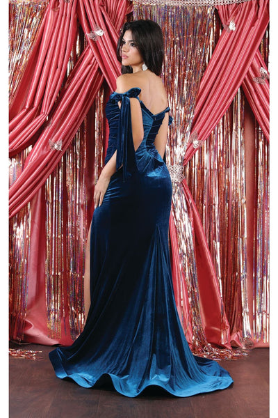 LA Merchandise LA7994 Velvet Off Shoulder Prom Gown