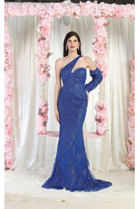 Royal Queen RQ7997 Arm Sleeve Prom Gown - ROYAL BLUE / 4 - Dress