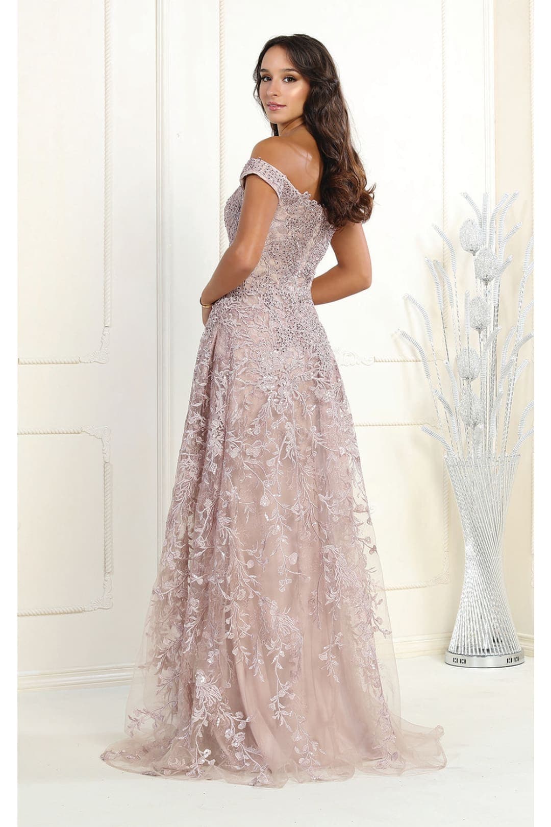 Royal Queen RQ8000 Off Shoulder Train Pagant Gown - Dress