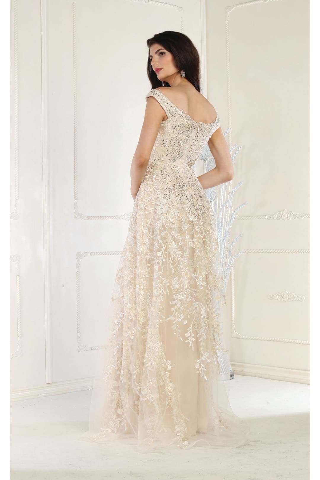 Royal Queen RQ8000 Off Shoulder Train Pagant Gown - Dress