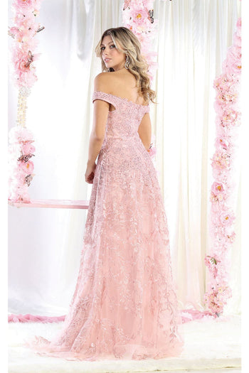 Royal Queen RQ8000 Off Shoulder Train Pagant Gown - Dress