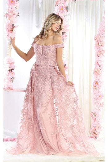 Royal Queen RQ8000 Off Shoulder Train Pagant Gown - Dress