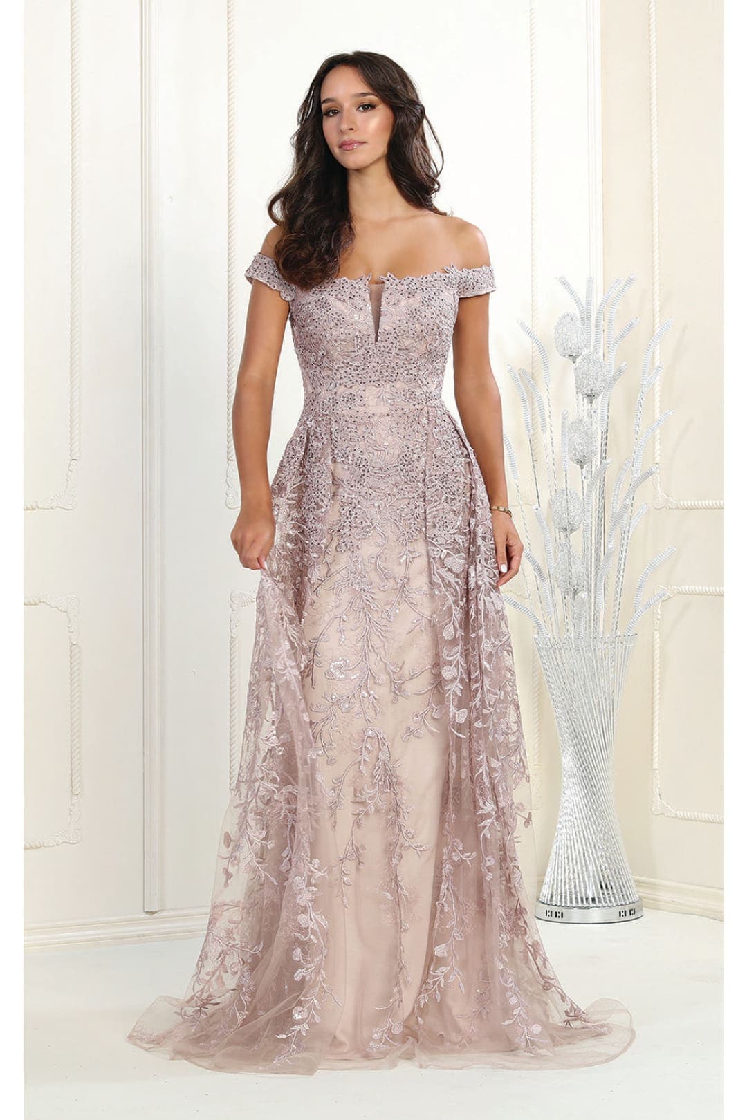 Royal Queen RQ8000 Off Shoulder Train Pagant Gown - Dress
