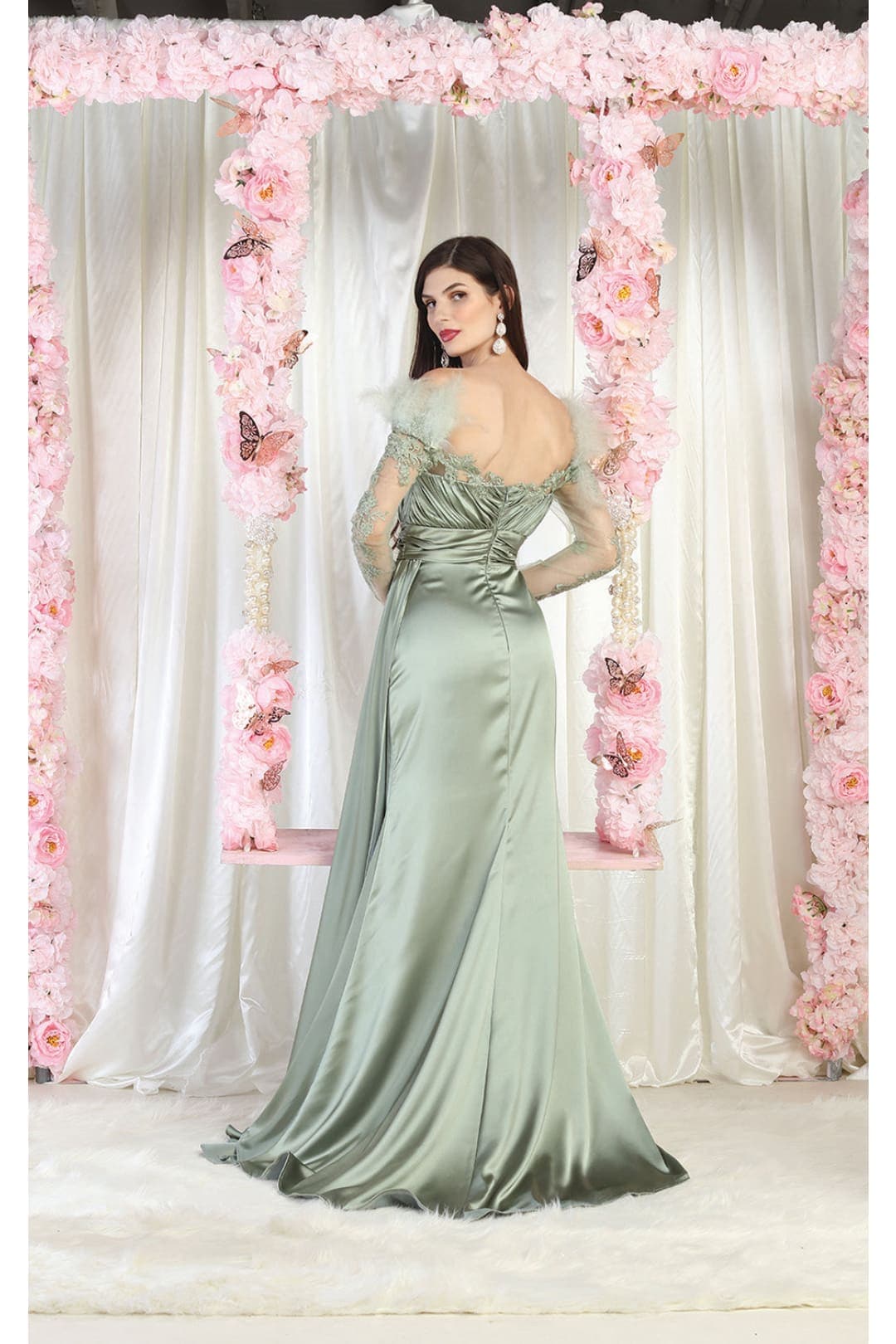 Royal Queen RQ8002 Sheer Sleeves Formal Gown - Dress