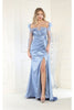 Royal Queen RQ8002 Sheer Sleeves Formal Gown - DUSTY BLUE / 4 - Dress