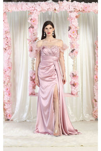 Royal Queen RQ8002 Sheer Sleeves Formal Gown - DUSTY ROSE / 4 - Dress