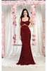 Royal Queen RQ8004 Sequined Prom Gown - BURGUNDY / 2 - Dress
