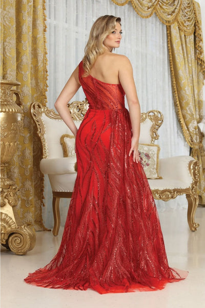 Royal Queen RQ8010 Asymmetrical High Slit Long Red Carpet Gown - Dress