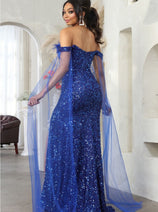 Royal Queen RQ8012 Semi-Sweetheart Mesh Feathers Pageant Dress