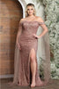 Royal Queen RQ8012 Semi-Sweetheart Mesh Feathers Pageant Dress - MOCHA / 4 - Dress