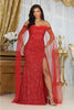 Royal Queen RQ8012 Semi-Sweetheart Mesh Feathers Pageant Dress - RED / 4 - Dress