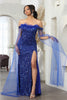 Royal Queen RQ8012 Semi-Sweetheart Mesh Feathers Pageant Dress - ROYAL BLUE / 4 - Dress