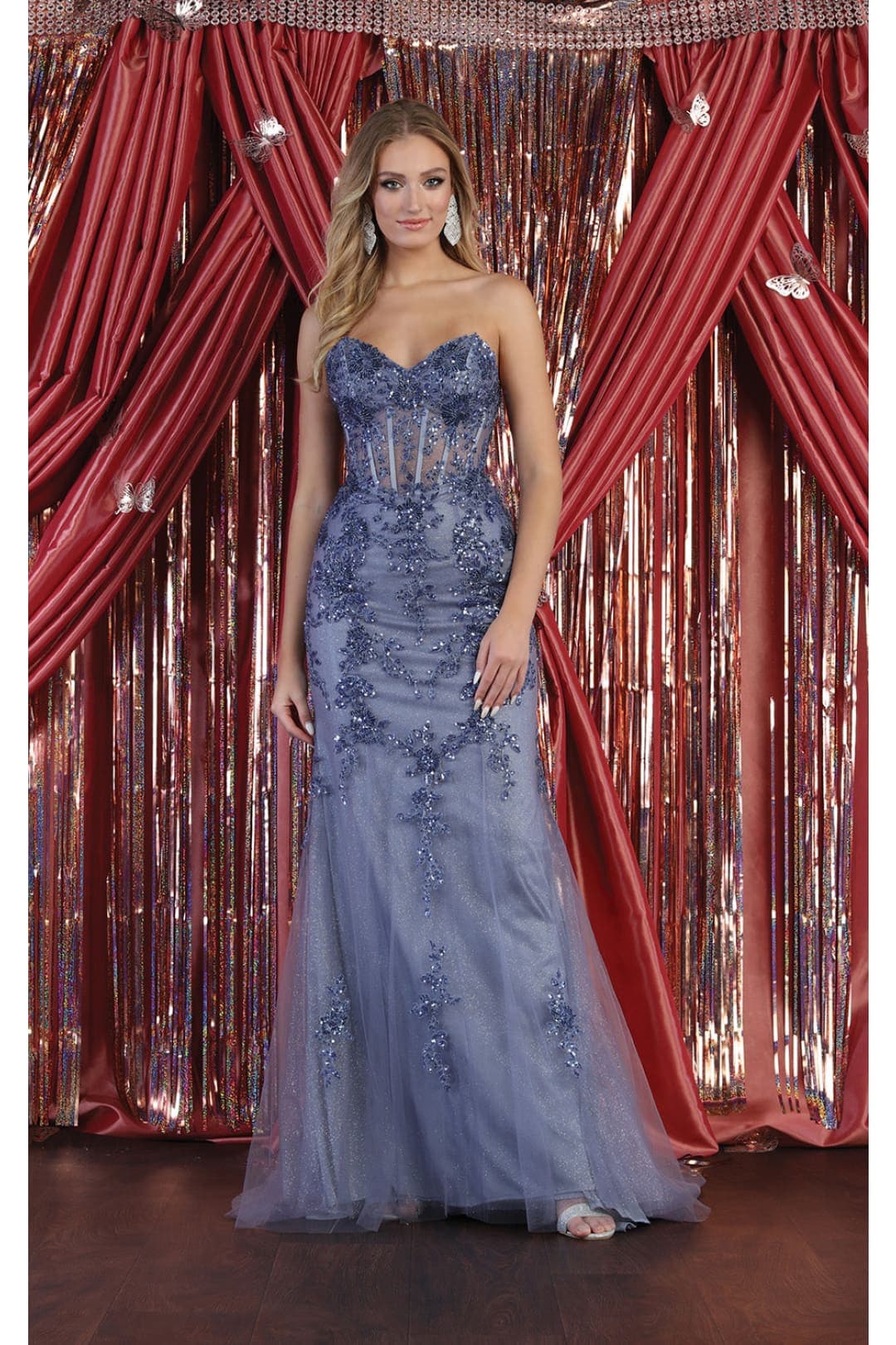 Ladies Strapless Sweetheart Neckline Detachable Train Sequins Mermaid Party  Dress Royal Blue Evening Gown - China Royal Blue Evening Gown and Party  Dress price