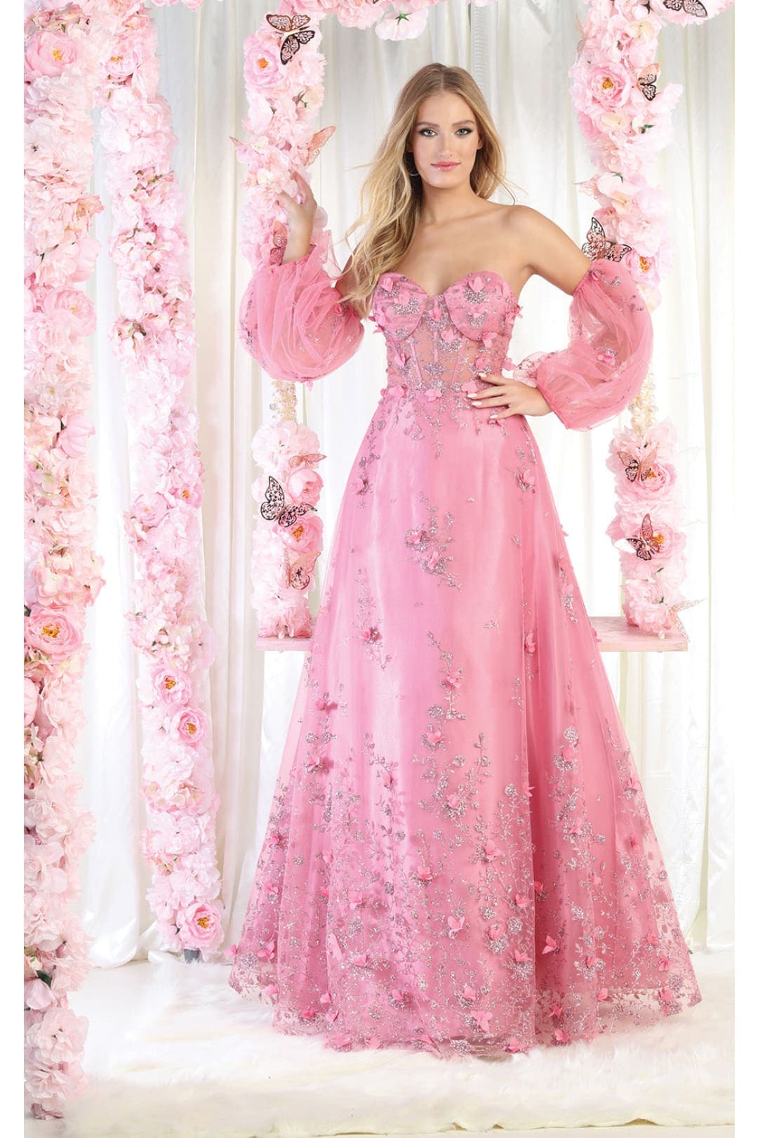 Royal Queen RQ8015 3D Floral Red Carpet Gown - ROSE / 4