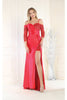Royal Queen RQ8016 Cold Shoulder High Slit Prom Gown - Dress