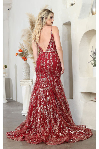 Royal Queen RQ8017 V-upper Back Sheer Sides Gltter Prom Gown - Dress