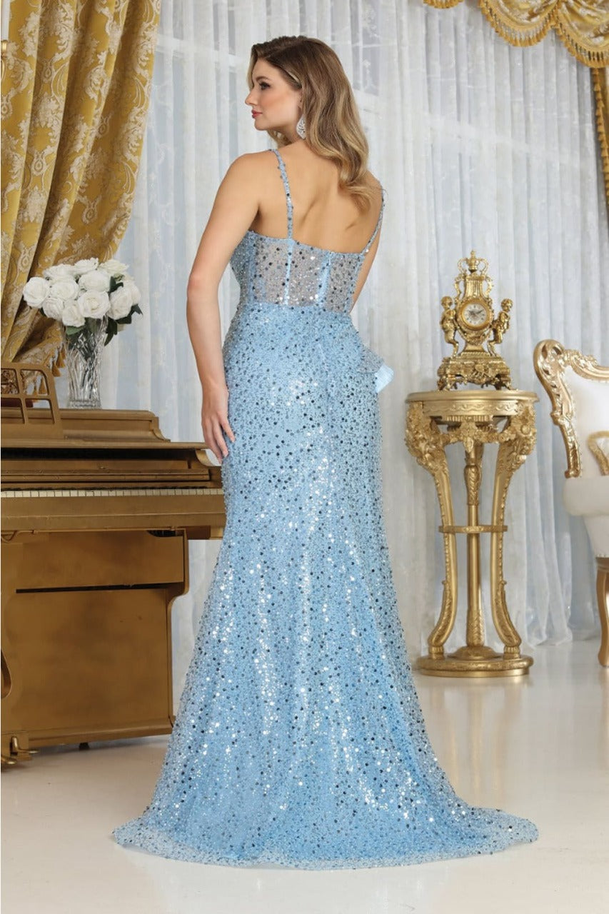 Royal Queen RQ8019 Sleeveless Embellished Slit Prom Gown - Dress