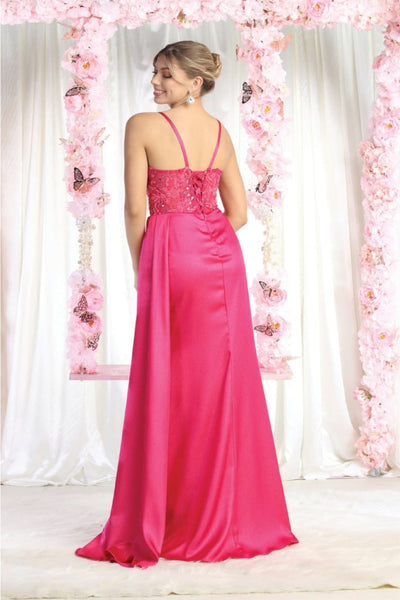 Royal Queen RQ8020 Sleeveless Sheer Side Sash Evening Gown - Dress
