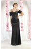 Royal Queen RQ8021 Cold Shoulder Sheath Prom Evening Gown - BLACK / 4 - Dress