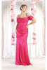Royal Queen RQ8021 Cold Shoulder Sheath Prom Evening Gown - FUCHSIA / 4 - Dress