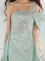 Royal Queen RQ8022 Sequin Asymmetrical A-line Beauty Pageant Dress