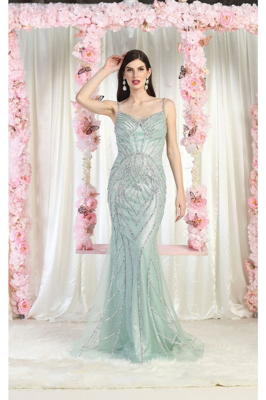 Royal Queen RQ8023 Embellished Red Carpet Gown - SAGE / 4 - Dress