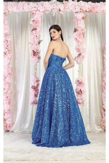 Royal Queen RQ8025 Sequin A-line Corset Prom Classy Formal Gown - Dress