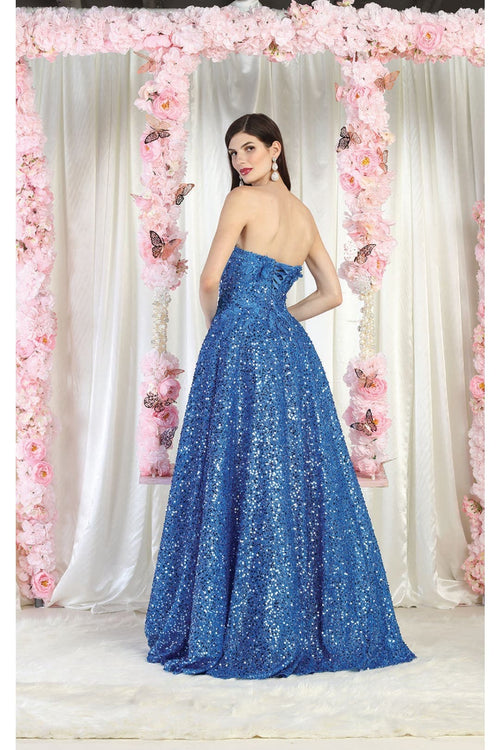 Royal Queen RQ8025 Sequin A-line Corset Prom Classy Formal Gown - Dress