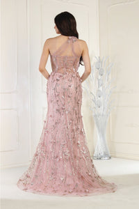 Royal Queen RQ8027 Illusion One Shoulder Embellished Evening Gown - Dress