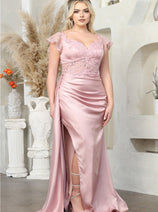 Royal Queen RQ8028 Sweetheart Side Sash Red-Carpet Formal Gown