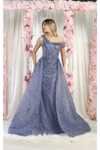 Royal Queen RQ8029 Convertible Special Occasion Gown - DUSTY BLUE / 4 - Dress