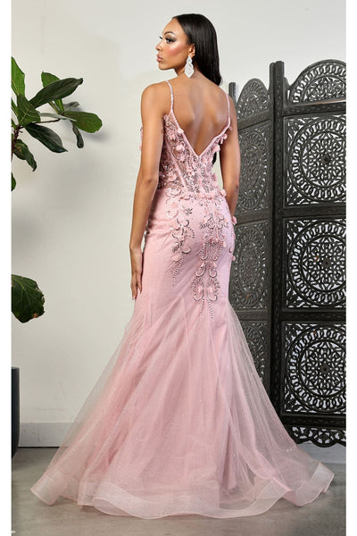 Royal Queen RQ8030 Embellished Mermaid 3D Floral Allpique Prom Dress - Dress
