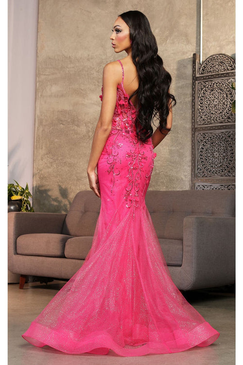 Royal Queen RQ8030 Embellished Mermaid 3D Floral Allpique Prom Dress - Dress