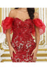 Royal Queen RQ8037 Off Shoulder 3D Floral Applique Red Carpet Dress - Dress