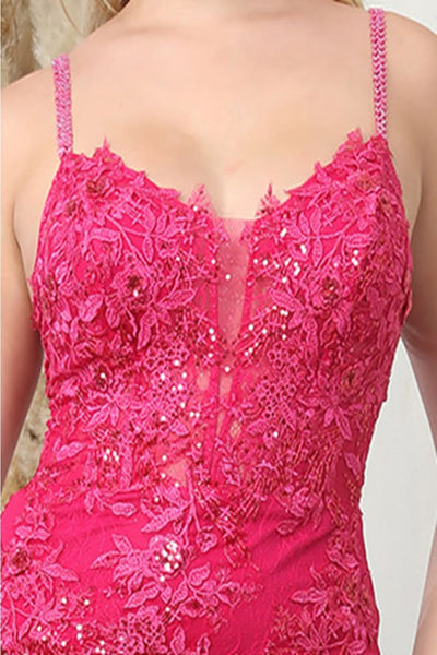 Royal Queen RQ8039 Spaghetti Strap Glitter V-Neck Prom Dress - Dress