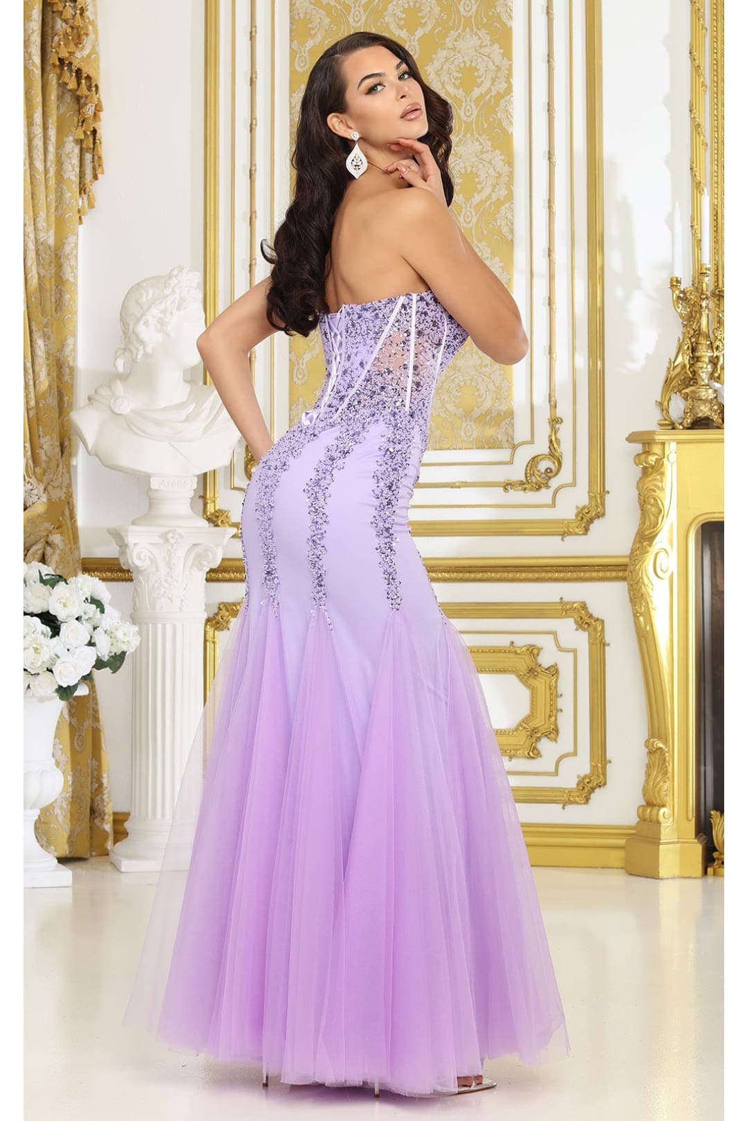 Royal Queen RQ8041 Strapless Embellished Corset Special Occasion Gown - Dress