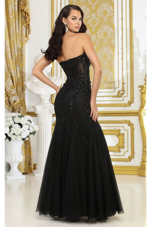Royal Queen RQ8041 Strapless Embellished Corset Special Occasion Gown - Dress