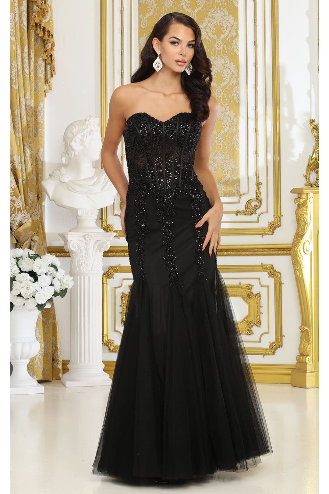 Royal Queen RQ8041 Strapless Embellished Corset Special Occasion Gown - Dress