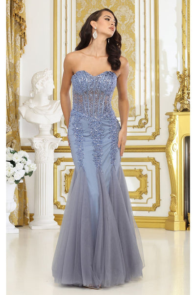 Royal Queen RQ8041 Strapless Embellished Corset Special Occasion Gown - Dress