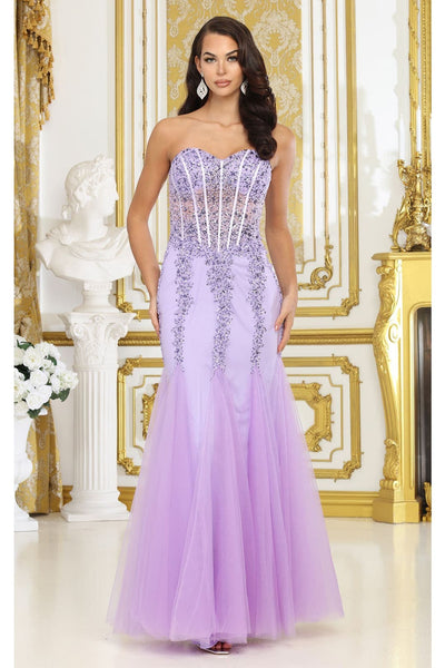 Royal Queen RQ8041 Strapless Embellished Corset Special Occasion Gown - Dress