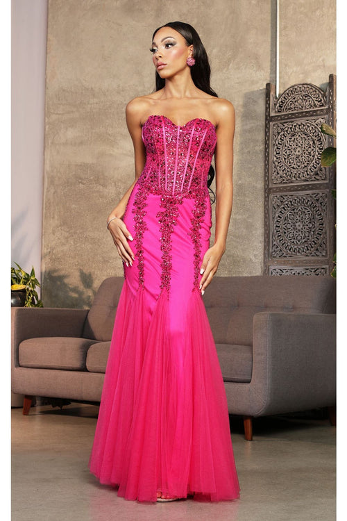 Royal Queen RQ8041 Strapless Embellished Corset Special Occasion Gown - Dress