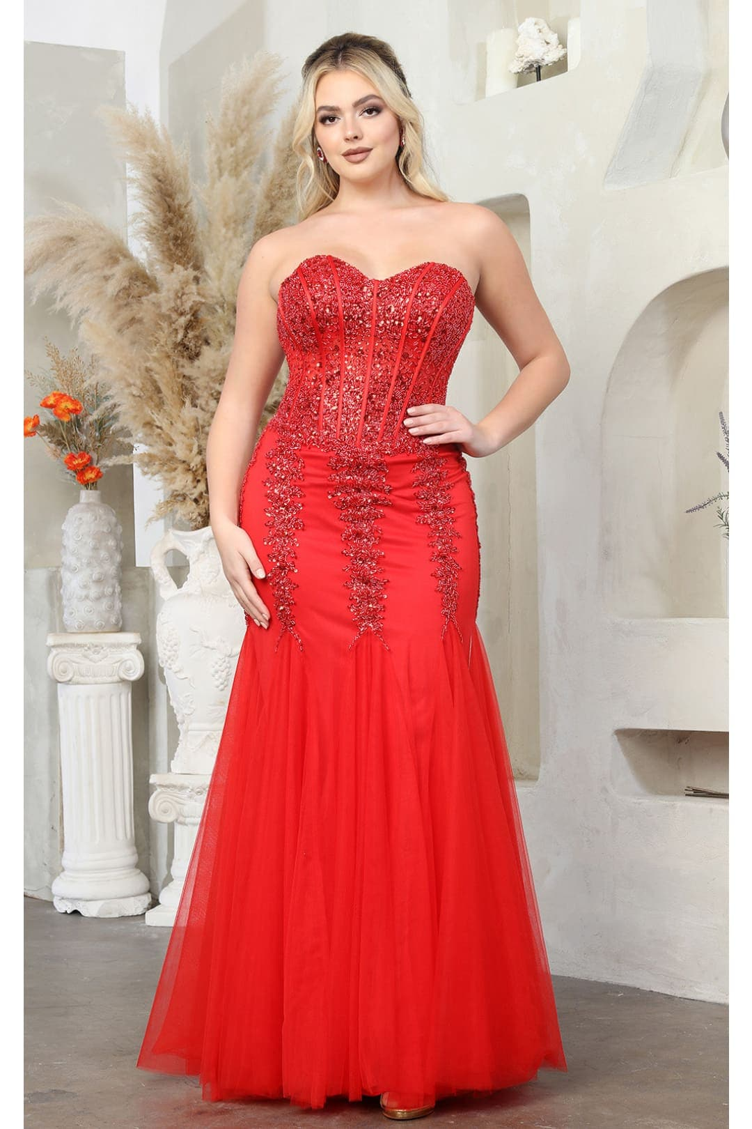 Royal Queen RQ8041 Strapless Embellished Corset Special Occasion Gown - Dress