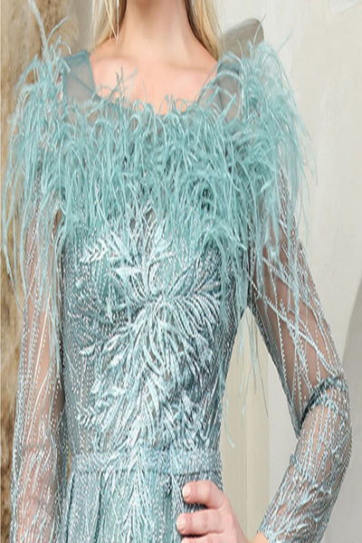 Royal Queen RQ8044 A-Line Rhinestone Leafy Pattern MOB Gown - Dress