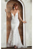 Royal Queen RQ8048 Illusion V-neck Lace Applique Ivory Wedding Dress - IVORY / 4 - Dress