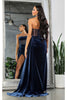 Royal Queen RQ8049 Strapless Velvet Sheer Bodice Prom Long Gown - Dress