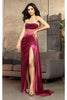 Royal Queen RQ8049 Strapless Velvet Sheer Bodice Prom Long Gown - LIPSTICK / 2 - Dress