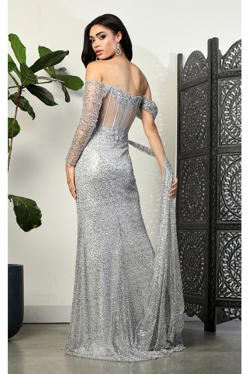 Royal Queen RQ8050 One Sleeve Corset Bone Special Occasion Gown - Dress