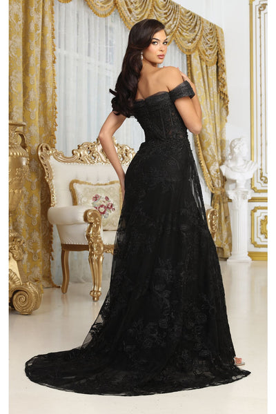 Royal Queen RQ8053 Off Shoulder Lace Applpique Pageant Formal Dress - Dress