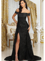 Royal Queen RQ8053 Off Shoulder Lace Applpique Pageant Formal Dress