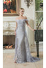 Royal Queen RQ8053 Off Shoulder Lace Applpique Pageant Formal Dress - SILVER / 4 - Dress